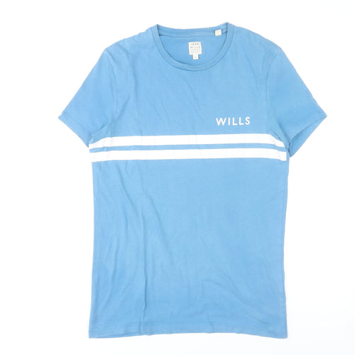 Jack Wills Men's Blue XS Striped Logo Crew Neck Cotton T-Shirt