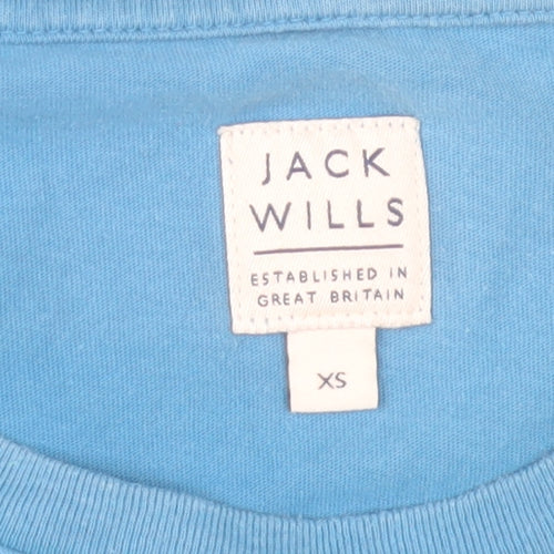 Jack Wills Men's Blue XS Striped Logo Crew Neck Cotton T-Shirt