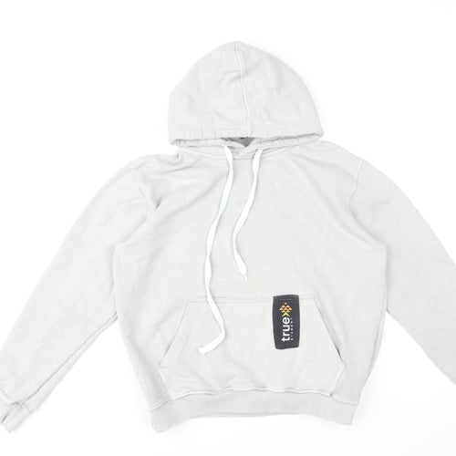 True Student Men's Grey Pullover Hoodie Medium Regular Fit Cotton