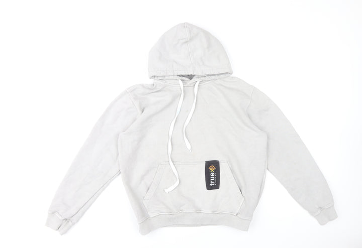 True Student Men's Grey Pullover Hoodie Medium Regular Fit Cotton