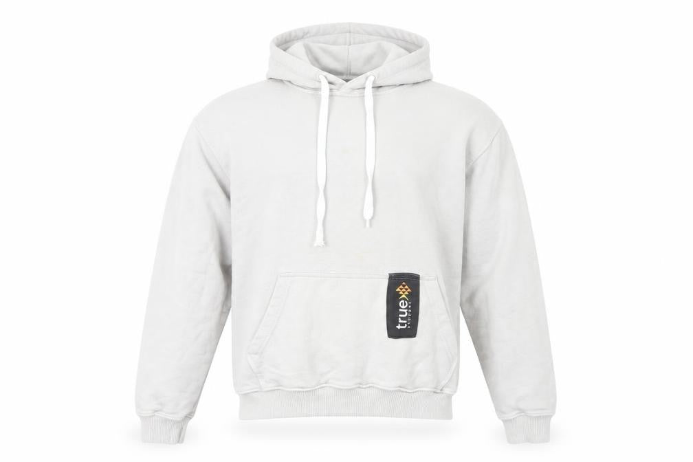 Front view of True Student Men's Grey Pullover Hoodie Medium Regular Fit Cotton
