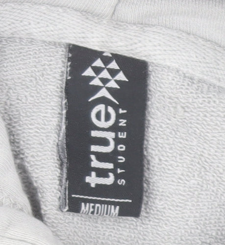 True Student Men's Grey Pullover Hoodie Medium Regular Fit Cotton