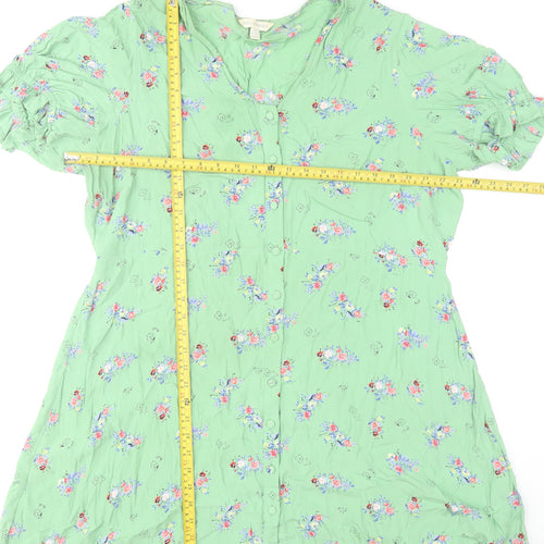 Marks and Spencer Women’s Green Floral Viscose A-Line Dress Size 20