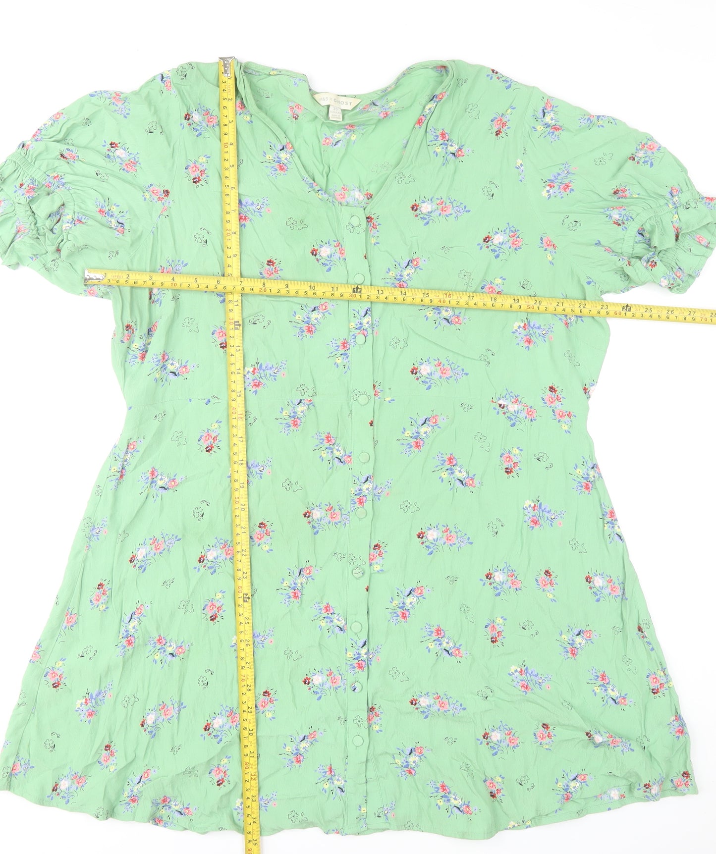 Marks and Spencer Women’s Green Floral Viscose A-Line Dress Size 20