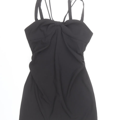 Zara Women Black Size 12 Bodycon Short Dress Sweetheart Neck