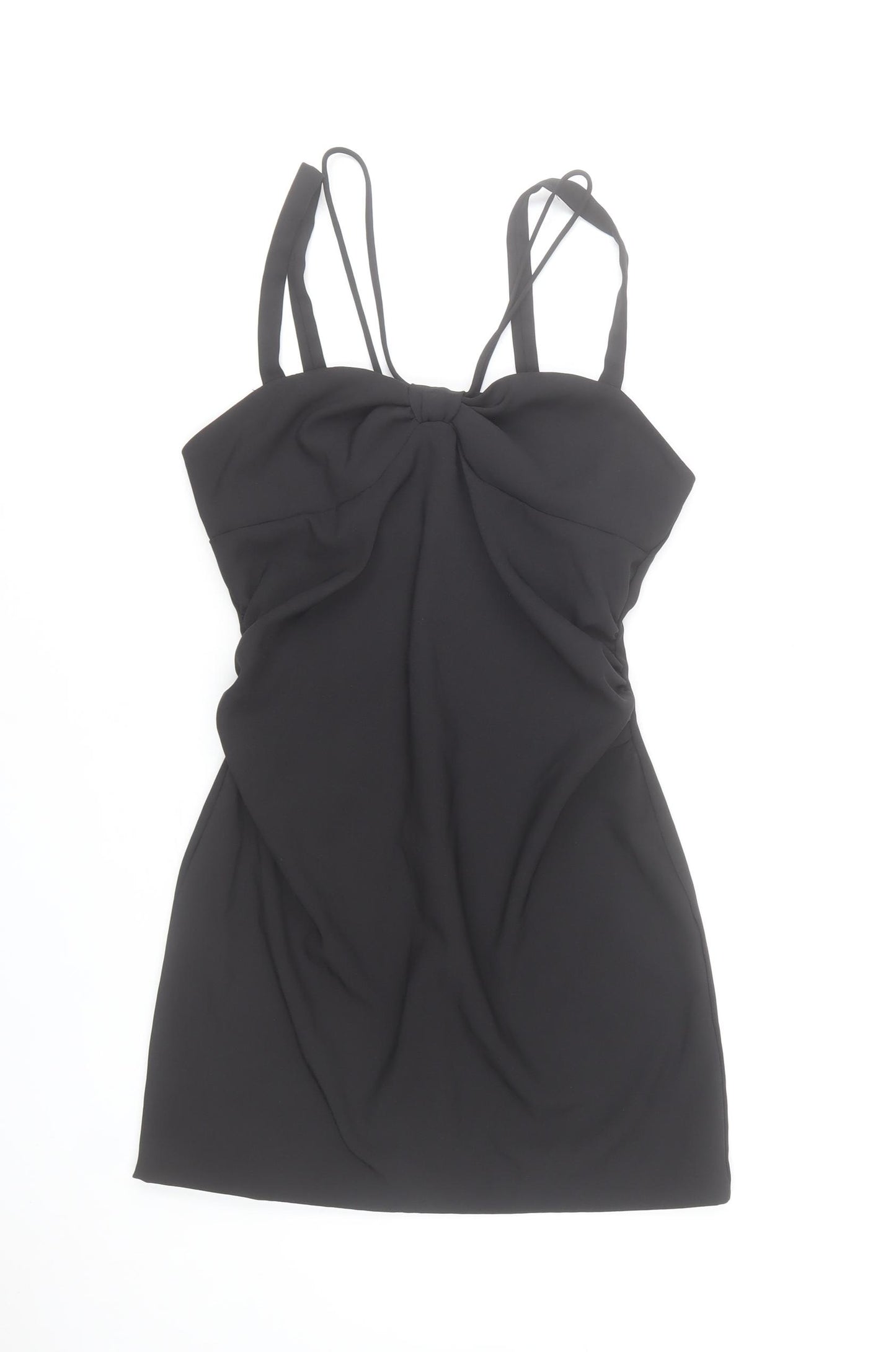 Zara Women Black Size 12 Bodycon Short Dress Sweetheart Neck