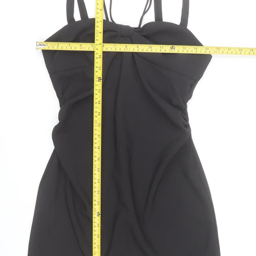 Zara Women Black Size 12 Bodycon Short Dress Sweetheart Neck