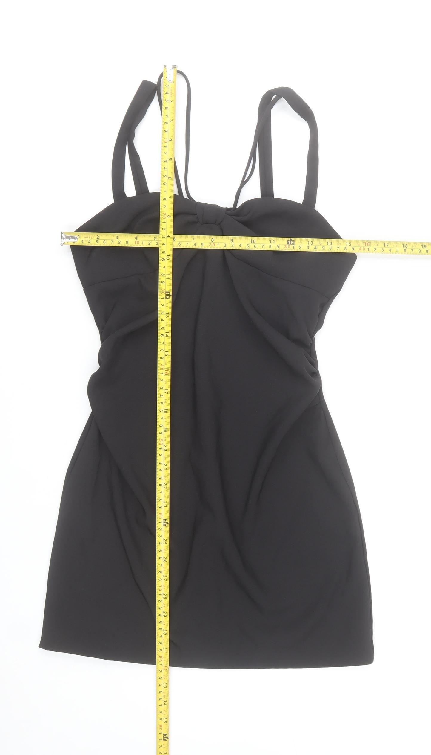 Zara Women Black Size 12 Bodycon Short Dress Sweetheart Neck