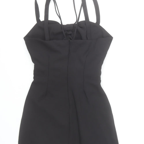 Zara Women Black Size 12 Bodycon Short Dress Sweetheart Neck