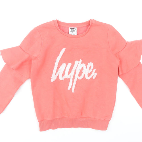 Hype Girls Pink Crew Neck Ruffle Sleeve Sweatshirt 9-10 Years