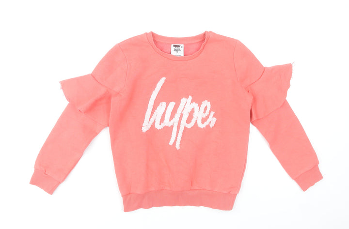 Hype Girls Pink Crew Neck Ruffle Sleeve Sweatshirt 9-10 Years