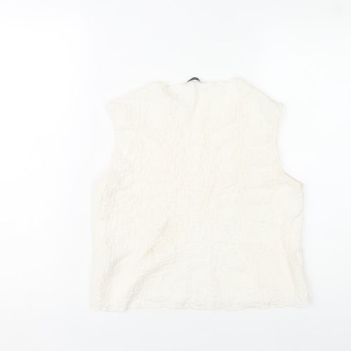 Stradivarius Women’s Ivory Sleeveless Cotton Blend High Neck Blouse Size 12