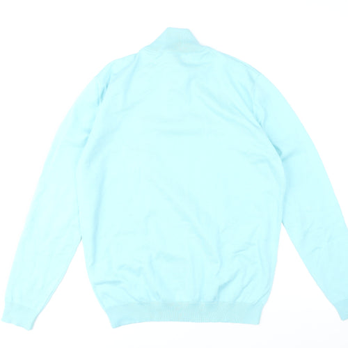 Paul Costelloe Living Mens Blue Medium 1/4 Zip Cotton Blend Jumper