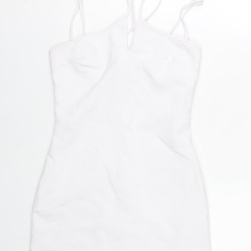 Zara Women White Bodycon Mini Dress Size 10 Sleeveless Summer Party