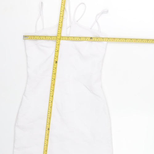 Zara Women White Bodycon Mini Dress Size 10 Sleeveless Summer Party