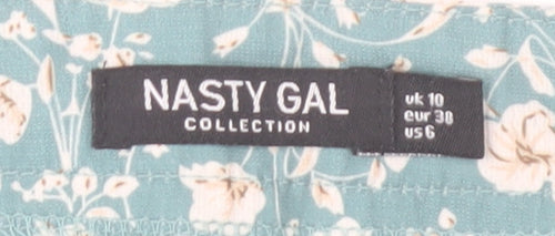 Nasty Gal Women Blue Floral Midi Pencil Skirt UK 10 High Waist