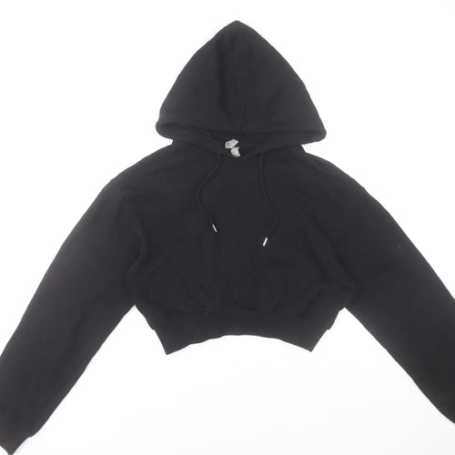 ASOS Women’s Black Cropped Hoodie Size 8 Cotton Pullover
