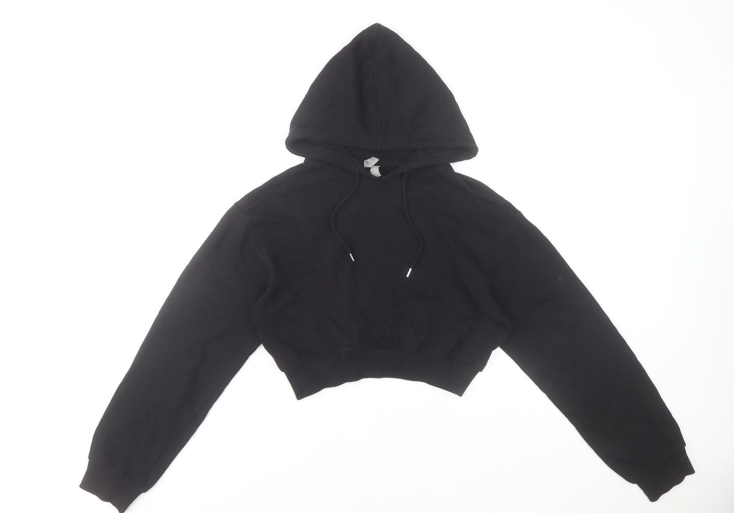 ASOS Women’s Black Cropped Hoodie Size 8 Cotton Pullover
