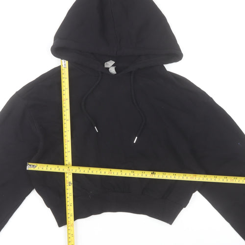 ASOS Women’s Black Cropped Hoodie Size 8 Cotton Pullover