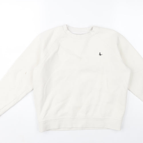 Jack Wills Women White Crew Neck Cotton Sweatshirt UK 8