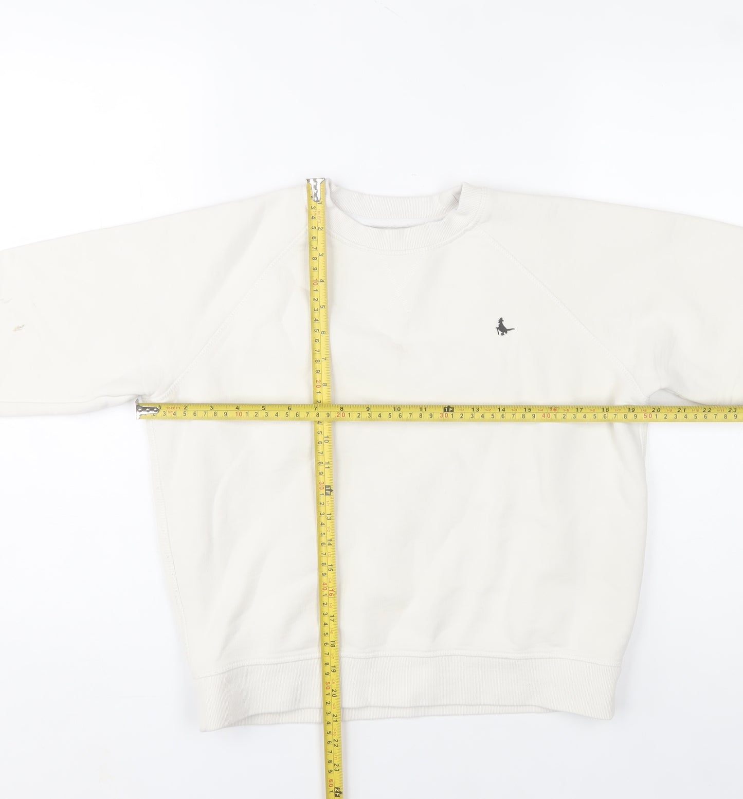 Jack Wills Women White Crew Neck Cotton Sweatshirt UK 8