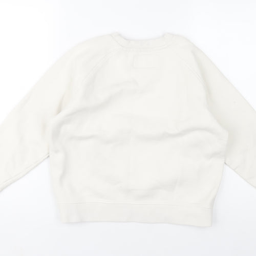 Jack Wills Women White Crew Neck Cotton Sweatshirt UK 8