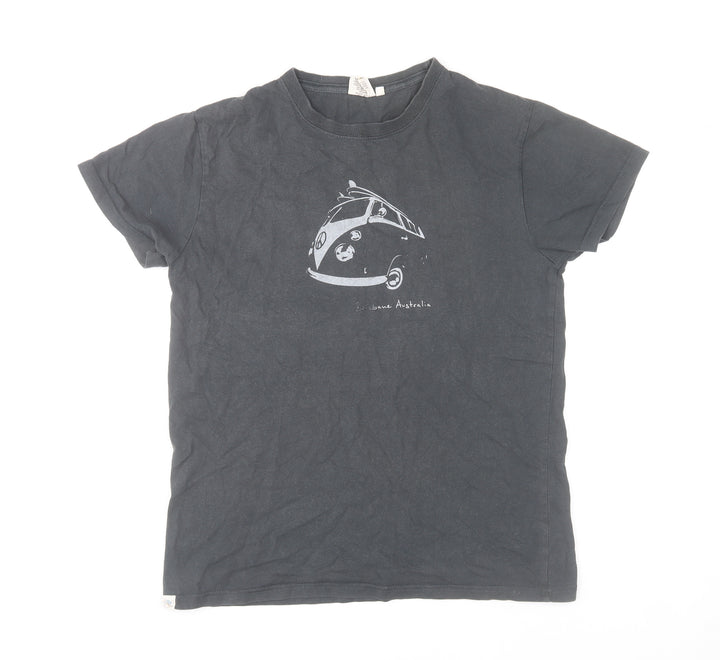 Pacific Men's Black XS Graphic Cotton T-Shirt with Car Print