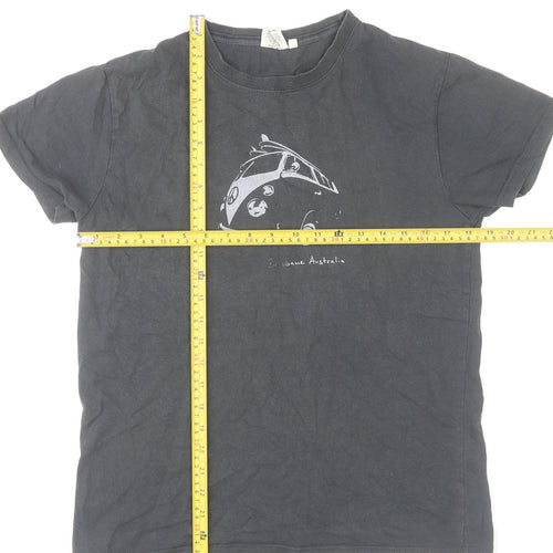 Pacific Men's Black XS Graphic Cotton T-Shirt with Car Print