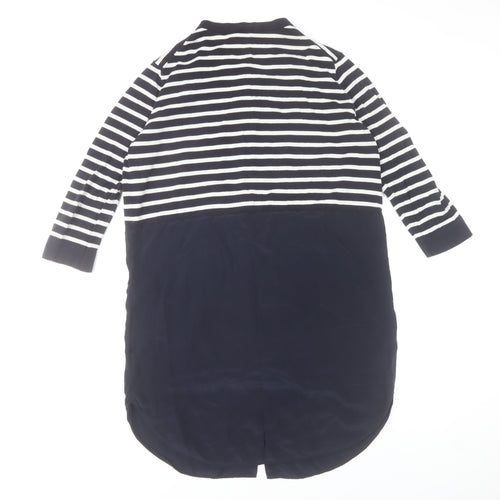 COS Women Blue Striped Shirt Dress Size 8 Collared Cotton 3/4 Sleeve