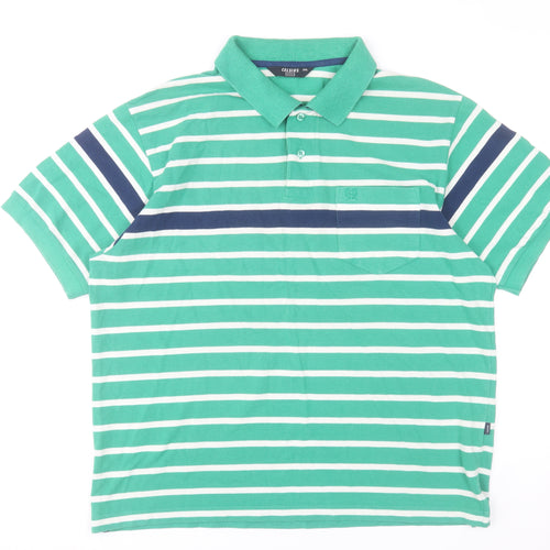 Celsius Men’s Green Striped 2XL Polo Shirt Cotton Blend