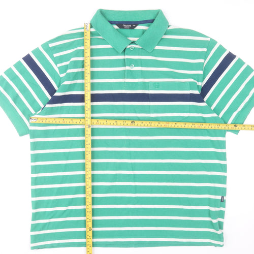 Celsius Men’s Green Striped 2XL Polo Shirt Cotton Blend