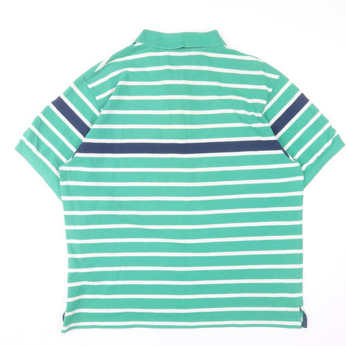 Celsius Men’s Green Striped 2XL Polo Shirt Cotton Blend
