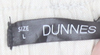 Dunnes Women’s Beige Linen Blend Cargo Trousers L Lightweight Summer Style
