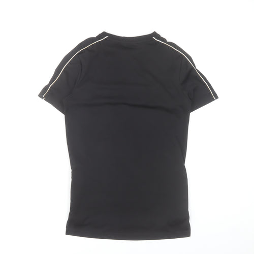 Sonnett London Boys Black 13-14 Years Zip Detail Crew Neck T-Shirt