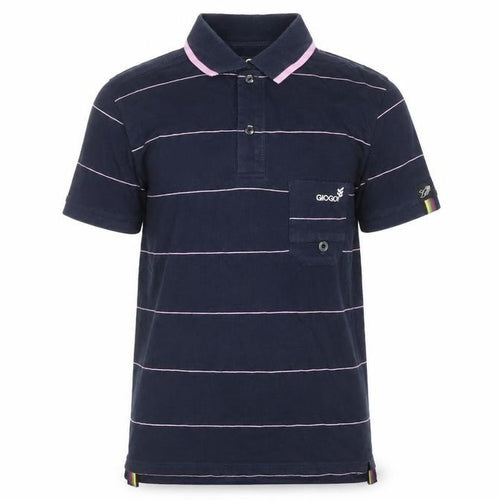 Gio-Goi Women's Blue Striped Cotton Polo Shirt Size S