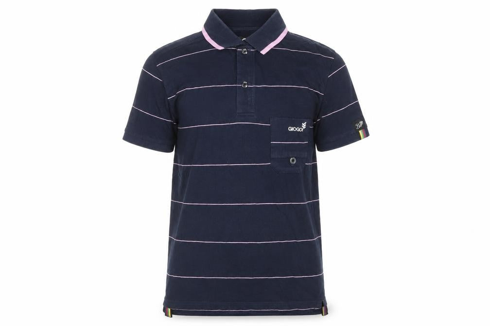 Gio-Goi Women's Blue Striped Cotton Polo Shirt Size S
