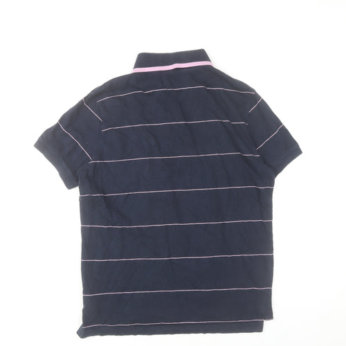 Gio-Goi Women's Blue Striped Cotton Polo Shirt Size S