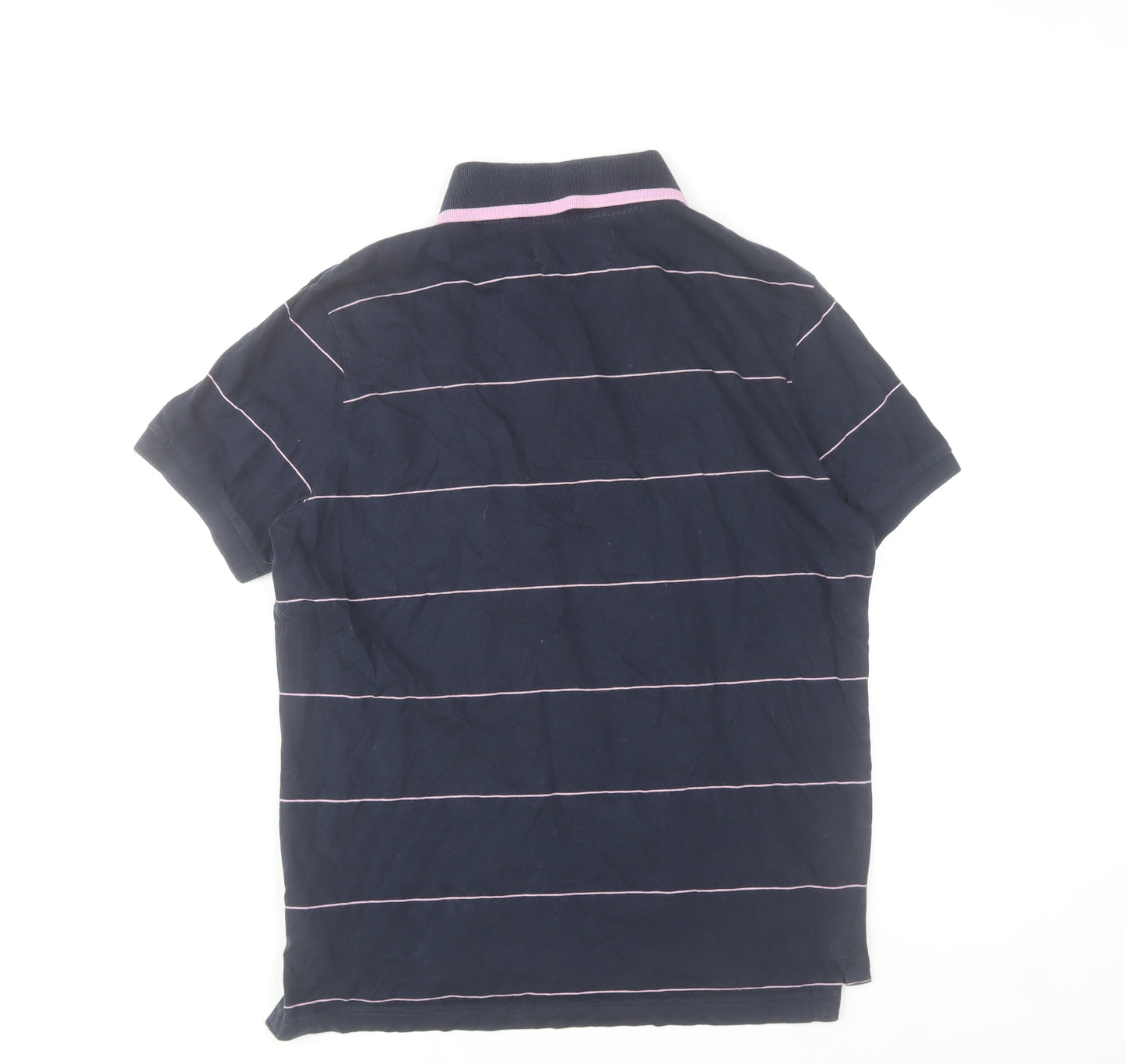 Gio-Goi Women's Blue Striped Cotton Polo Shirt Size S
