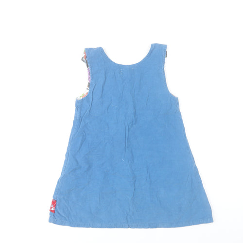 Powell Craft Girls Blue Cotton Birdhouse Pinafore Dress 4-5 Years