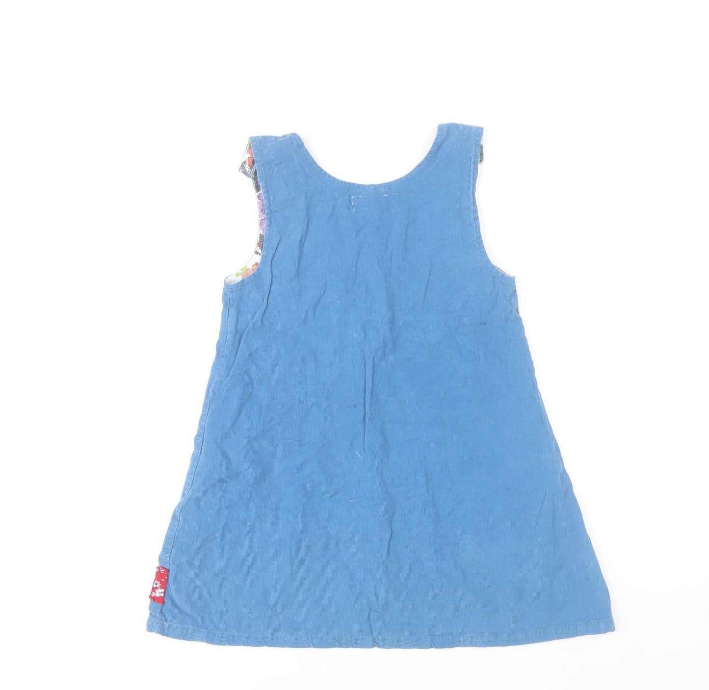Powell Craft Girls Blue Cotton Birdhouse Pinafore Dress 4-5 Years