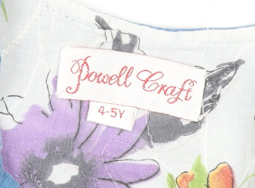 Powell Craft Girls Blue Cotton Birdhouse Pinafore Dress 4-5 Years