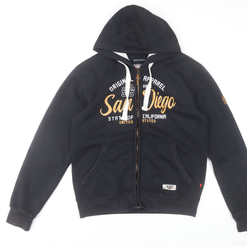 D555 Men's Navy Full Zip Hoodie M Logo Print San Diego Design