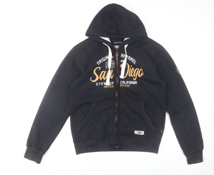 D555 Men's Navy Full Zip Hoodie M Logo Print San Diego Design