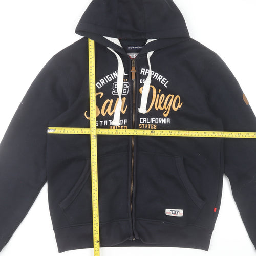 D555 Men's Navy Full Zip Hoodie M Logo Print San Diego Design