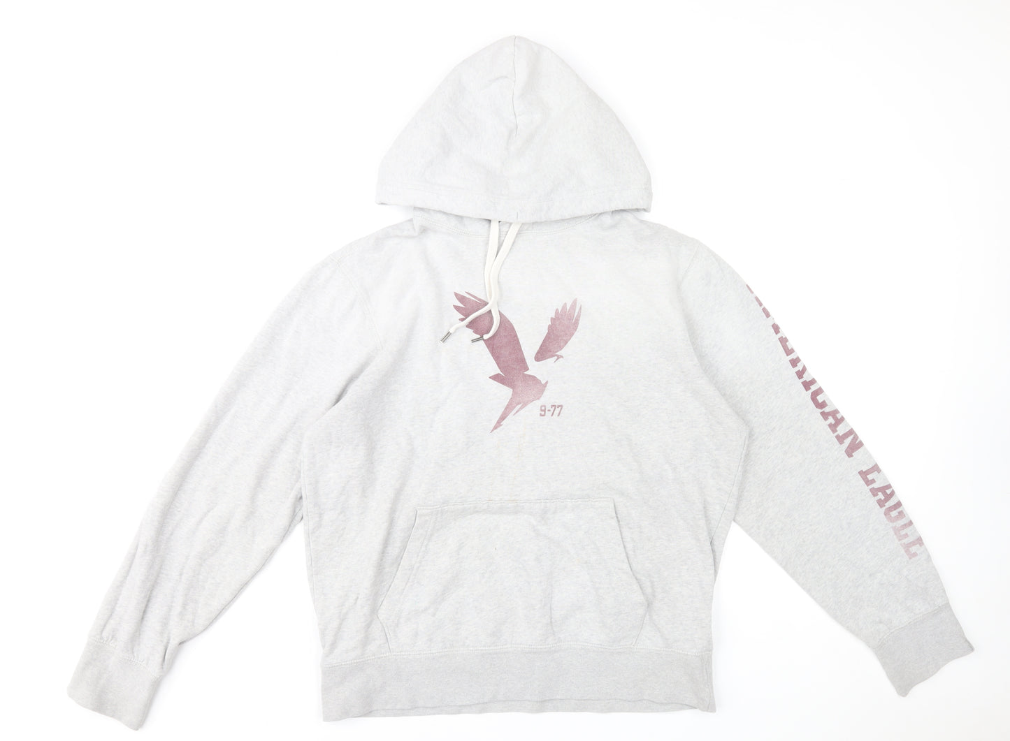 American Eagle Men’s Grey Pullover Hoodie M Graphic Print