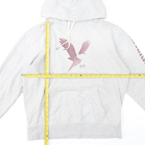 American Eagle Men’s Grey Pullover Hoodie M Graphic Print