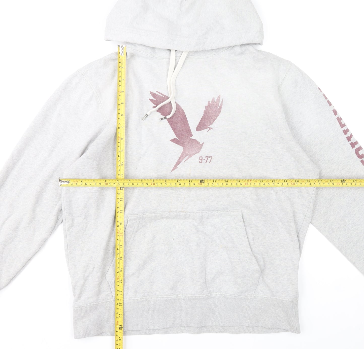 American Eagle Men’s Grey Pullover Hoodie M Graphic Print
