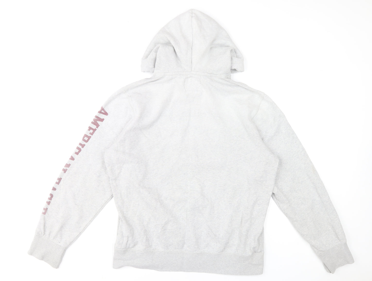 American Eagle Men’s Grey Pullover Hoodie M Graphic Print