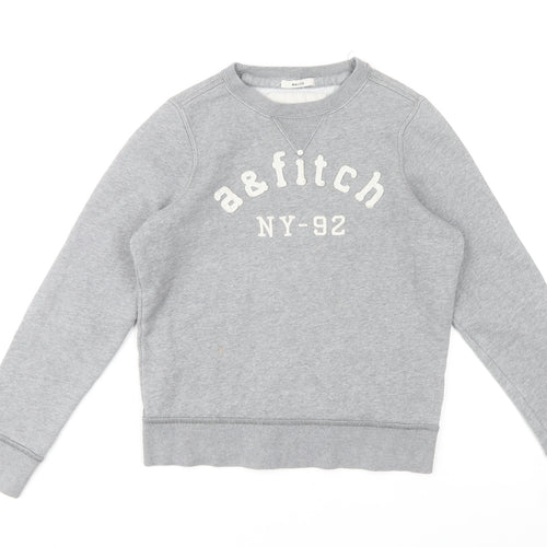 Abercrombie Boys Grey XL Pullover Fleece Sweatshirt Logo Crew Neck
