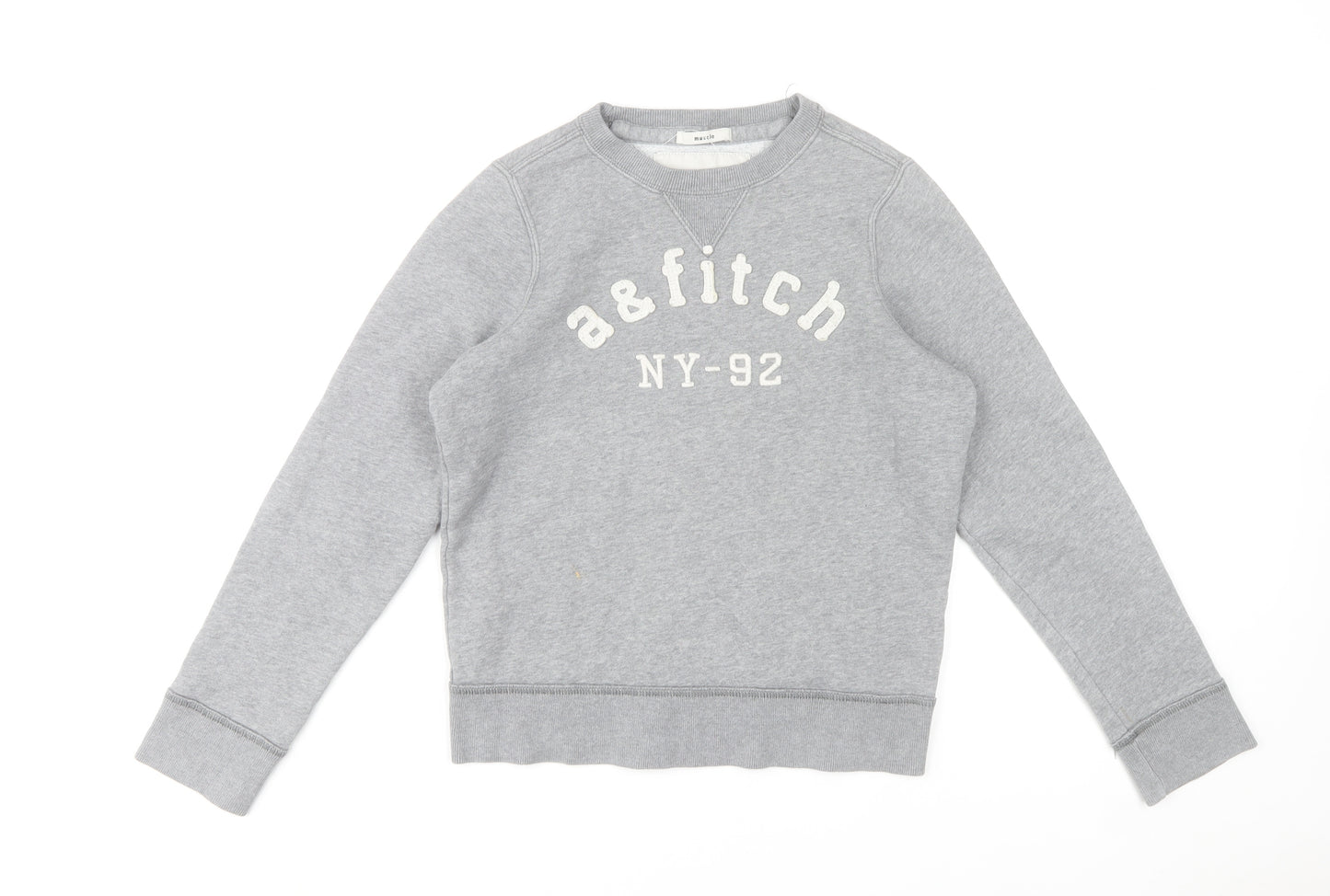 Abercrombie Boys Grey XL Pullover Fleece Sweatshirt Logo Crew Neck